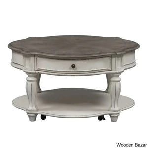 Zula Round Cocktail Table W/ Casters Coffee And Center White
