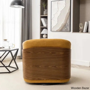 Zyony Luxury Vegan Leather Swivel Barrel Chair (Set Of 2)