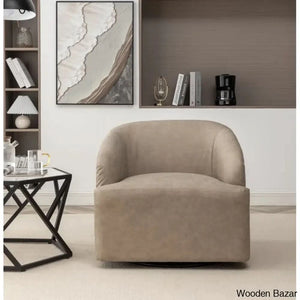 Zyony Luxury Vegan Leather Swivel Barrel Chair (Set Of 2)