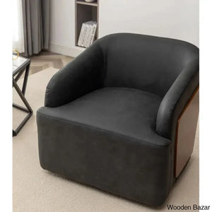 Zyony Luxury Vegan Leather Swivel Barrel Chair (Set Of 2)
