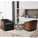 Zyony Luxury Vegan Leather Swivel Barrel Chair (Set Of 2) Black / Set 2
