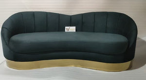 Velvet Curved 3-seater Sofa -Wooden Bazar