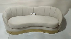 Velvet Curved 3-seater Sofa -Wooden Bazar