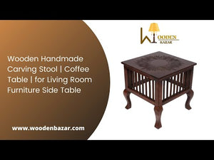 Wooden Handmade Carving Stool | Bedside Top Carved Coffee Table